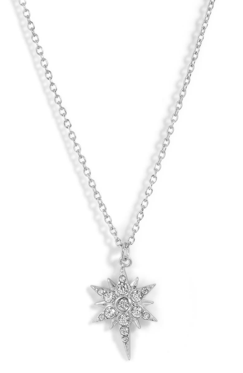 Mazin Jewels Starburst Necklace, Main, color, Silver
