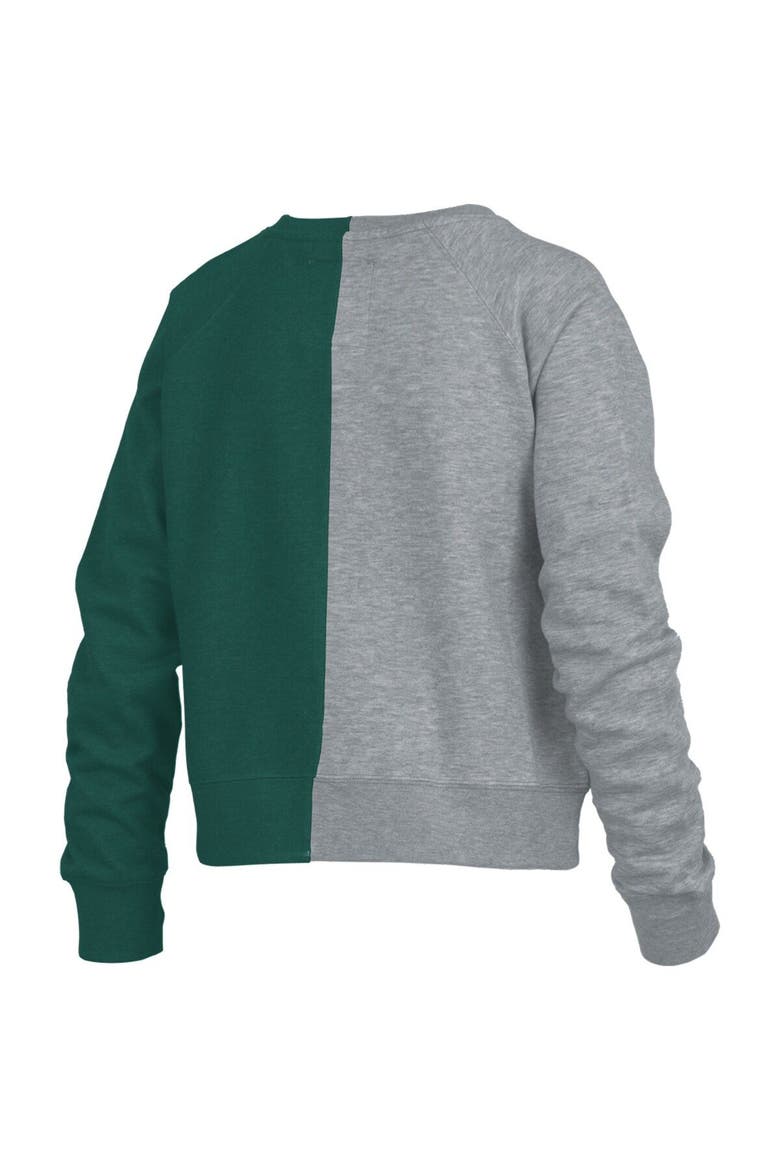 Women's Pressbox Heather Gray Michigan State Spartans Half and Half Raglan Pullover Sweatshirt, Alternate, color, Heather Gray