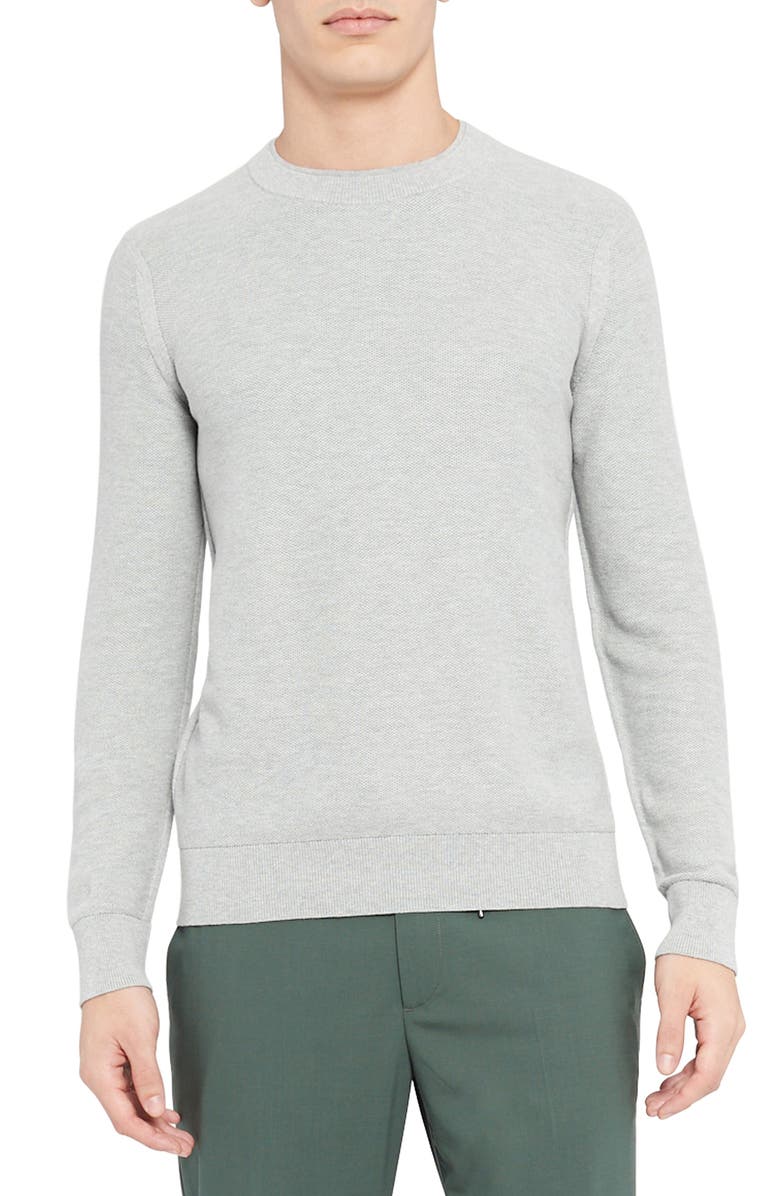 Theory Riland Long Sleeve Piqué Crewneck, Main, color, 