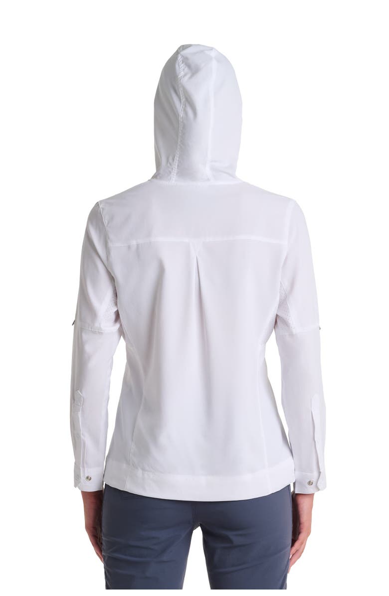 Coolibar Women's Henley Hoodie - UPF 50+ Sun Protection - Sea Spray, Alternate, color, White