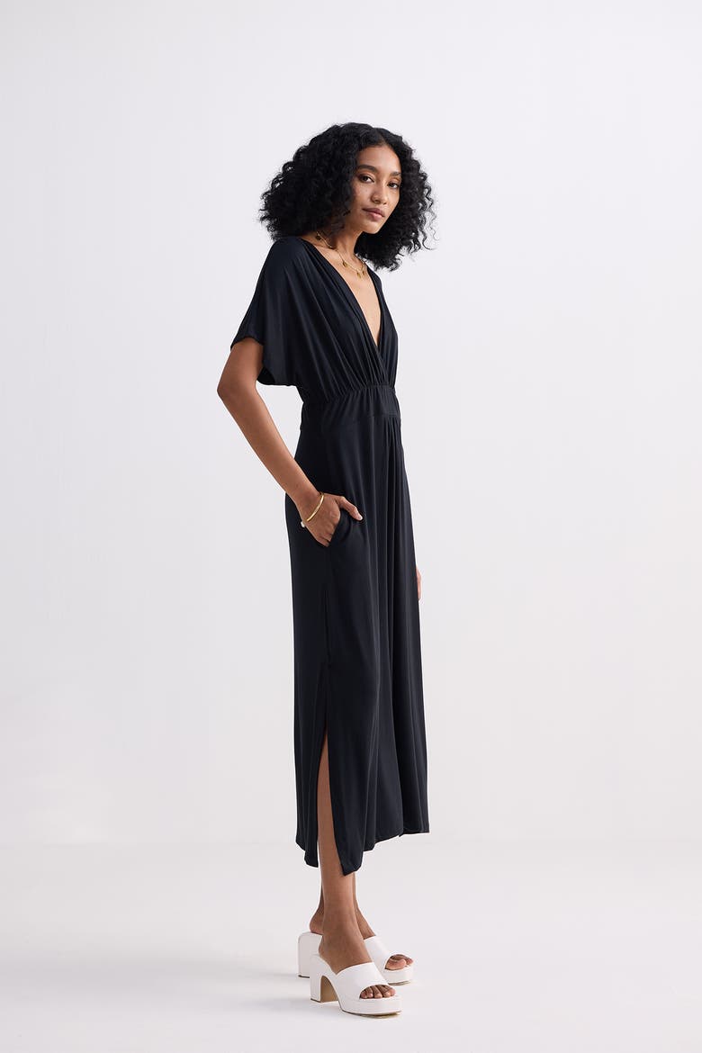 Flowy A-Line Maxi Dress with Side Slits, Alternate, color, Black
