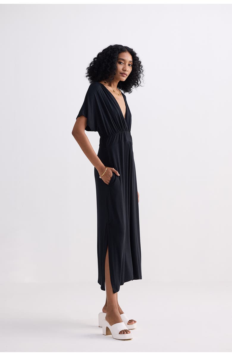 Reistor Flowy A-Line Maxi Dress with Side Slits, Alternate, color, Black