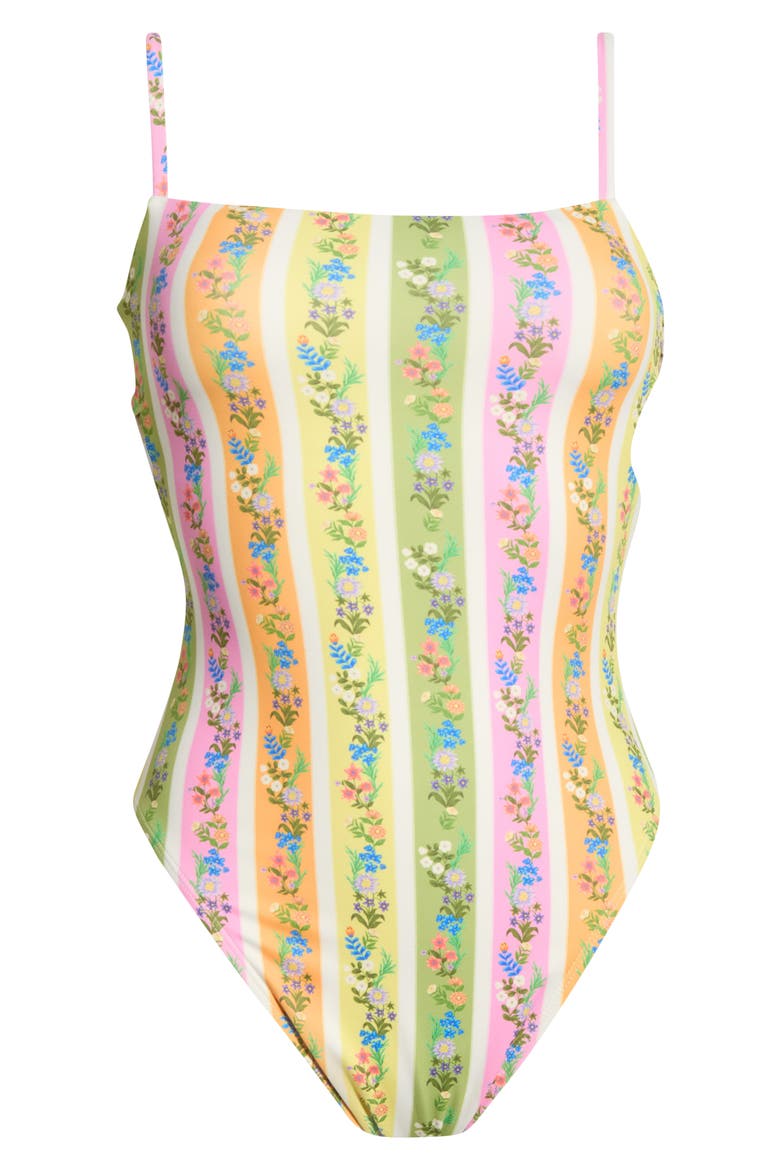 Dara Square Neck One-Piece Swimsuit, Alternate, color, FOLKSY FLORAL STRIPE MULTI
