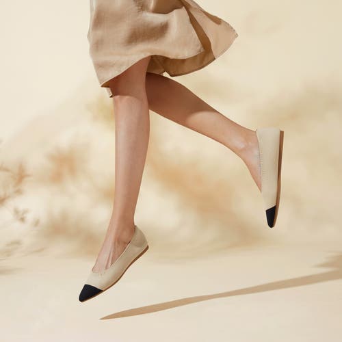 Vivaia Pointed-toe Ballet Flats In Almond & Black