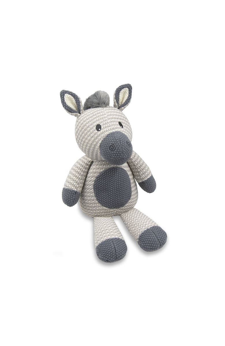Living Textiles Whimsical Knit Toy - Zac Zebra, Main, color, White