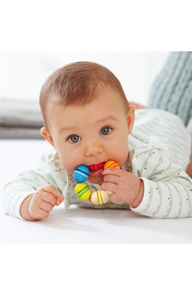 HABA Rainbow Rattle Baby Grasping Toy and Teether, Alternate, color, Multi
