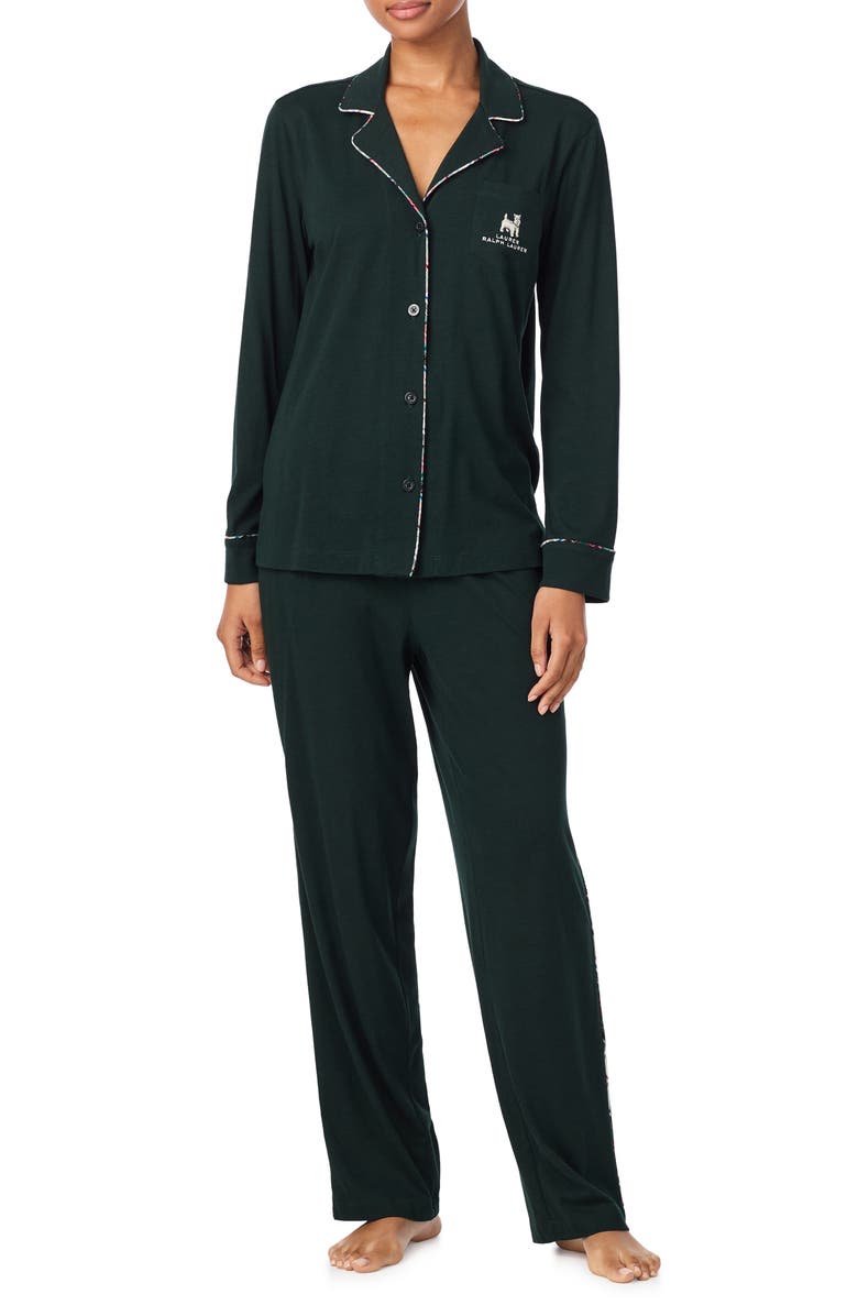 Lauren Ralph Lauren Cotton Blend Pajamas, Main, color, Hunter