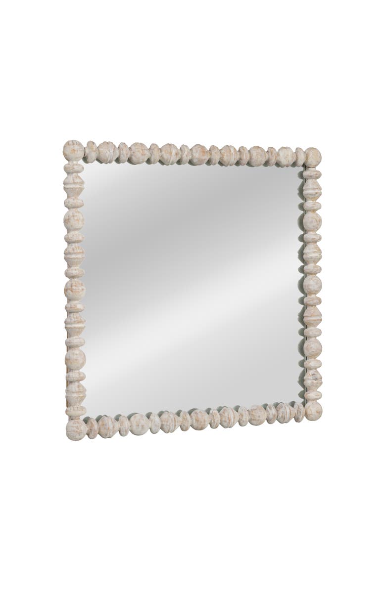 Storied Home Square Raised Dowel Wood Wall Mirror, White, Main, color, White