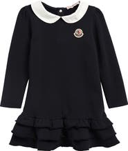 Moncler Kids' Long Sleeve Ruffle Hem Polo Dress