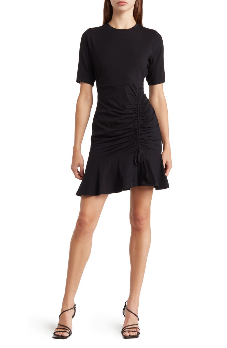 BCBGeneration Ruched Stretch Cotton Dress, Main, color,
