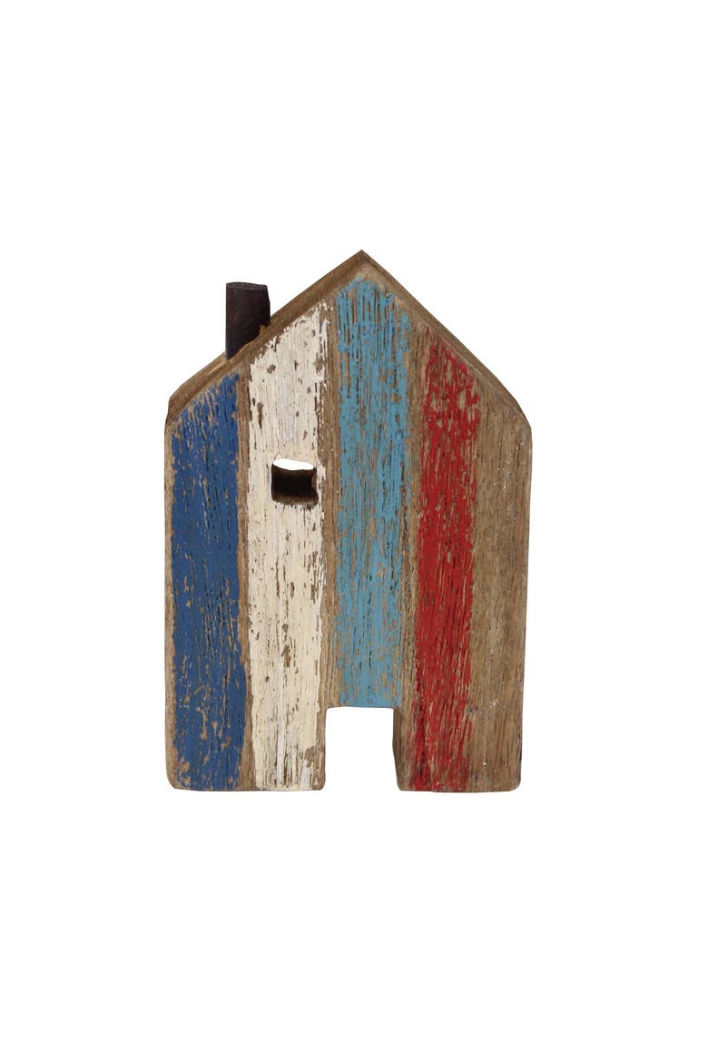 Wooden Seaside Village Cottage Decorative Figurine 6.5", Main, color, Red