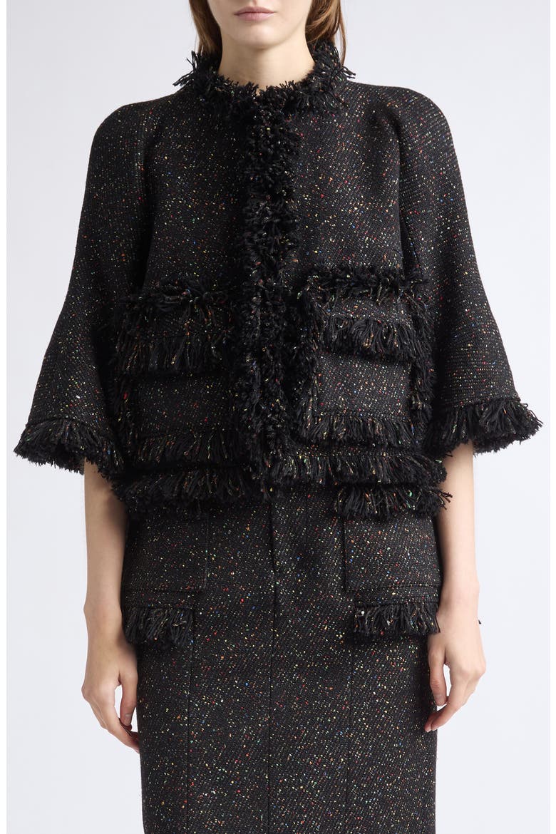 Nep Tweed Jacket, Main, color, BLACK