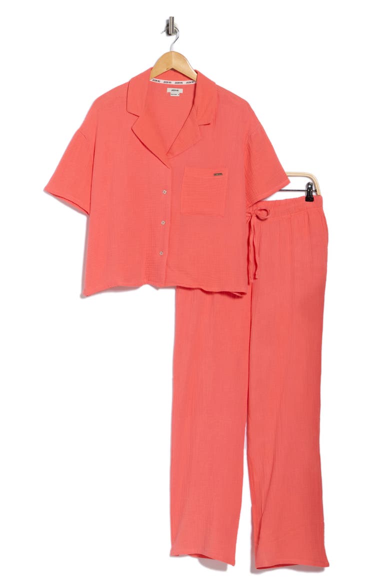 Cotton Gauze Pajamas, Alternate, color, CORAL