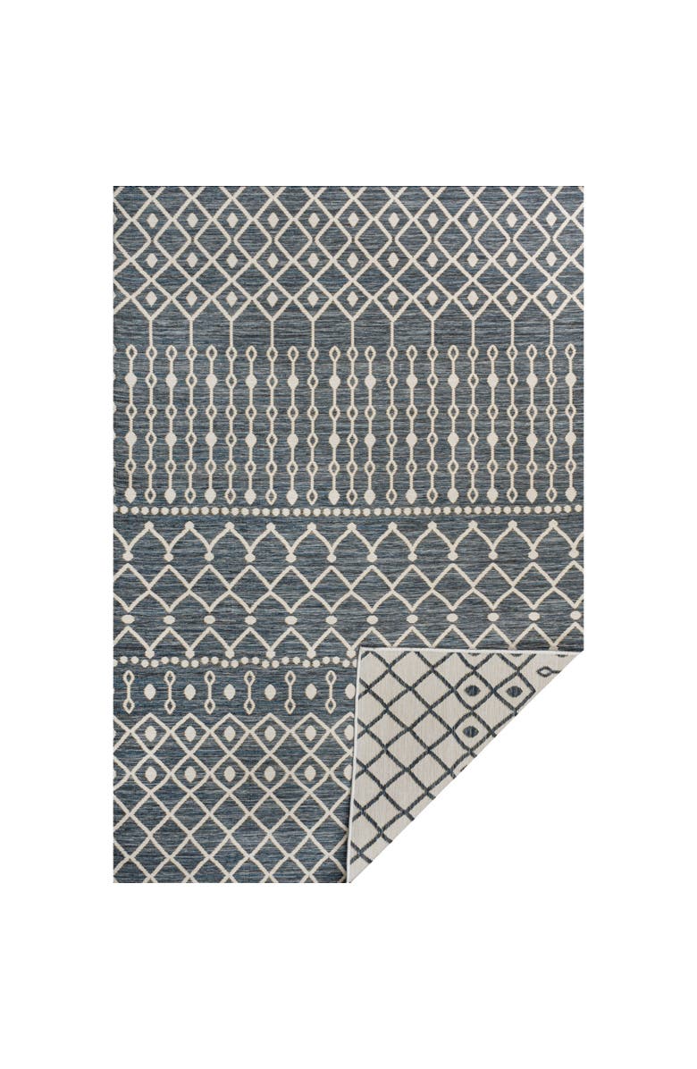 JONATHAN Y Arielle Mid-Century Modern Curve Stripe Reversible Machine-Washable Indoor/Outdoor Area Rug, Main, color, Navy/Cream