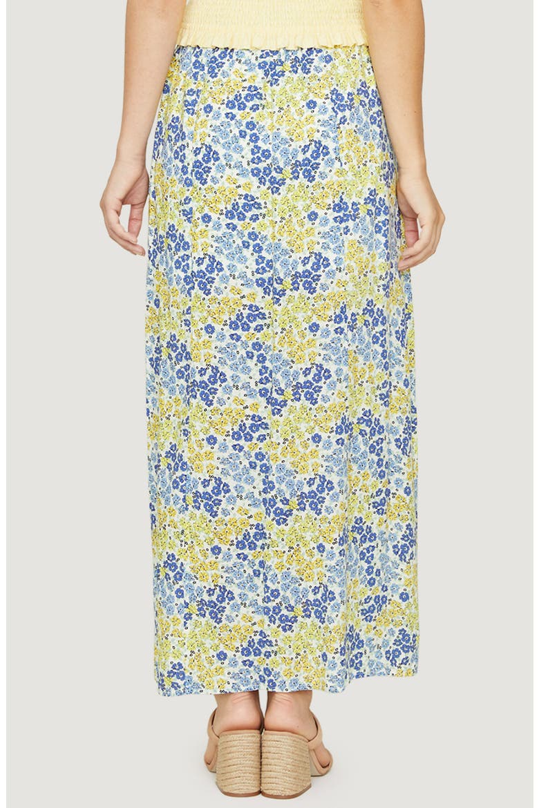 Blossom and Bloom Floral Double Slit Maxi Skirt, Alternate, color, BLUE YELLOW FLORAL