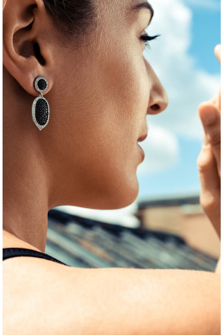 Industrial Finish Pavé Drop Earrings, Alternate, color, SILVER/ BLACK