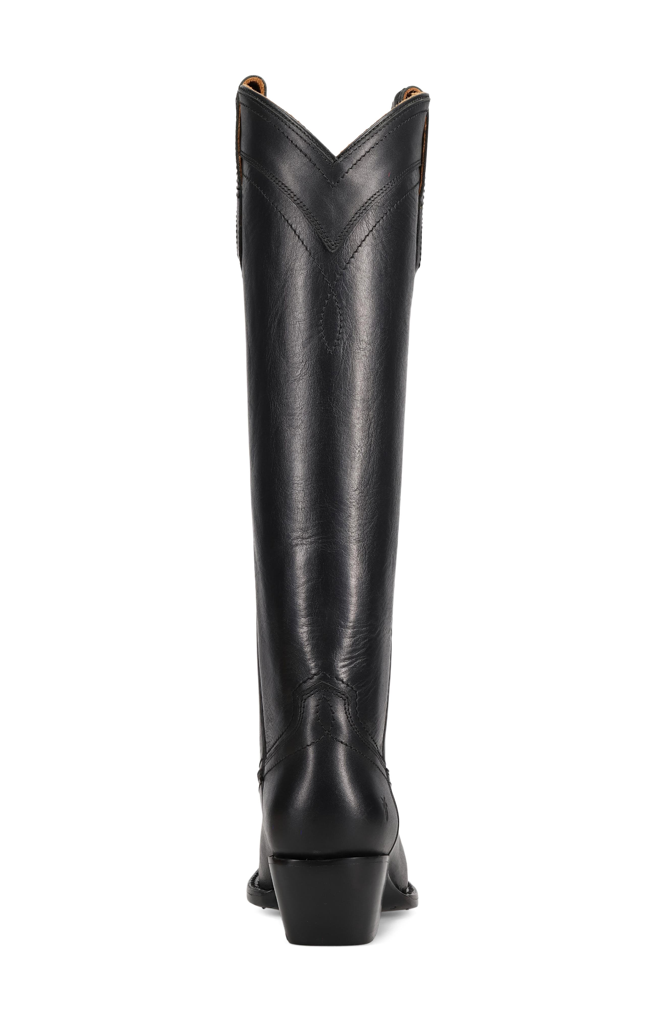 Frye Sacha Knee High Western Boot, Alternate, color, Black