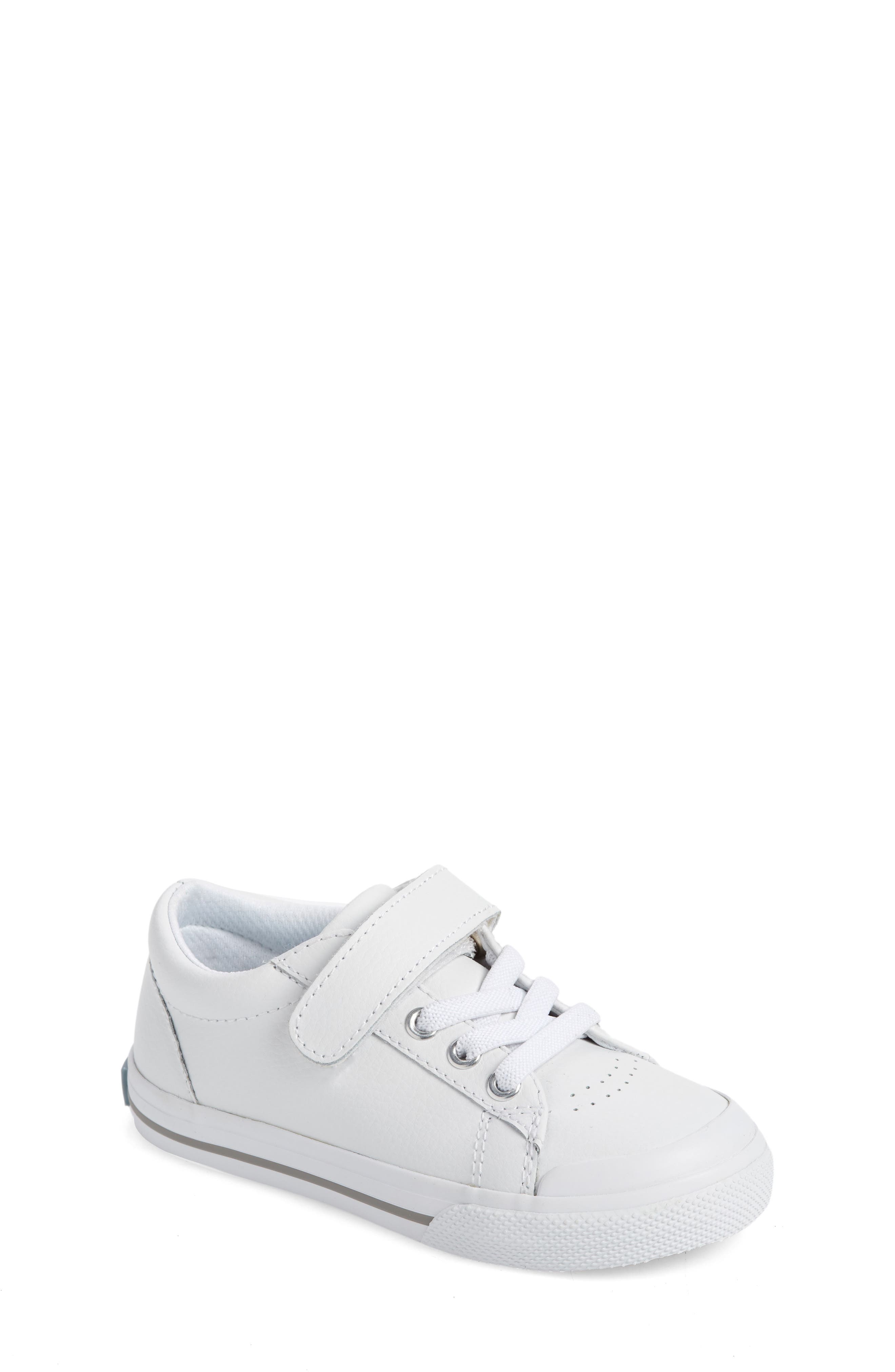 Footmates Reese Sneaker, Main, color, White Leather