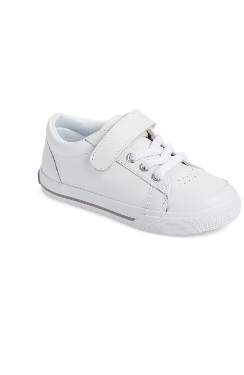 Footmates Reese Sneaker, Main, color, White Leather