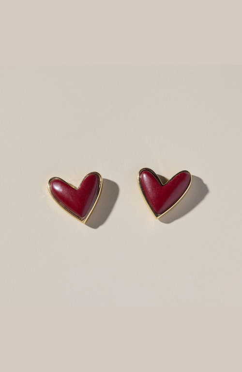 NICKEL & SUEDE NICKEL & SUEDE SWEETHEART STONE STUD EARRINGS