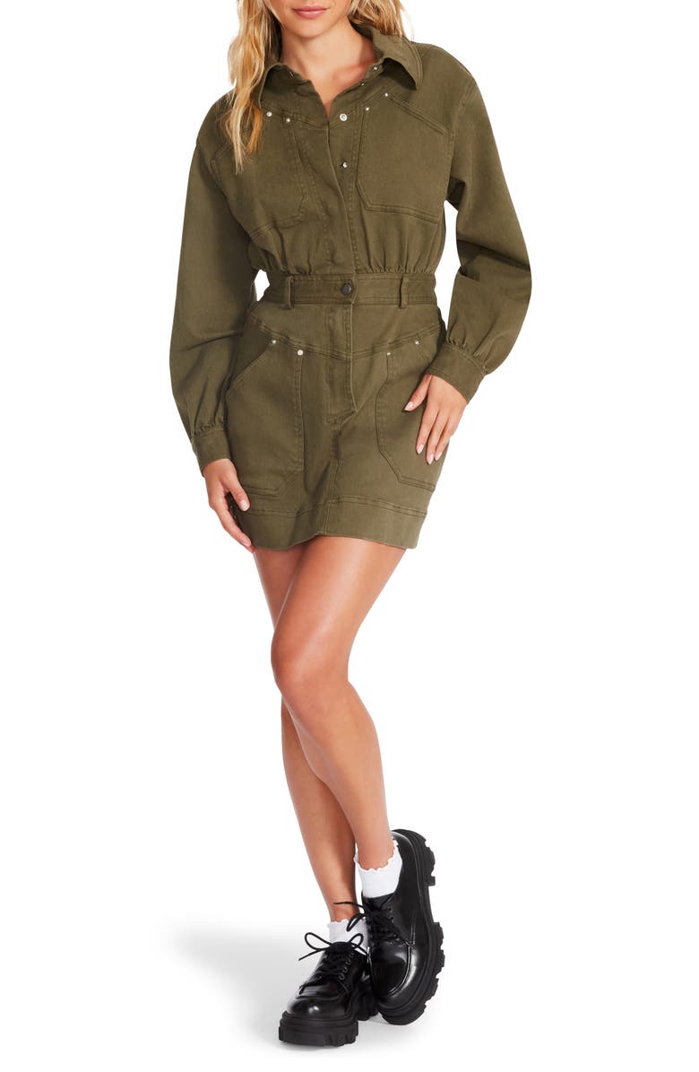 Steve Madden Ryleigh Long Sleeve Twill Minidress, Main, color,