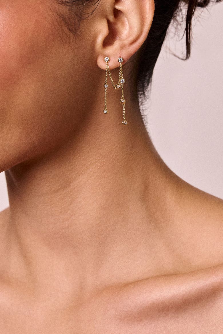 Dewy Double Earrings, Alternate, color, Gold