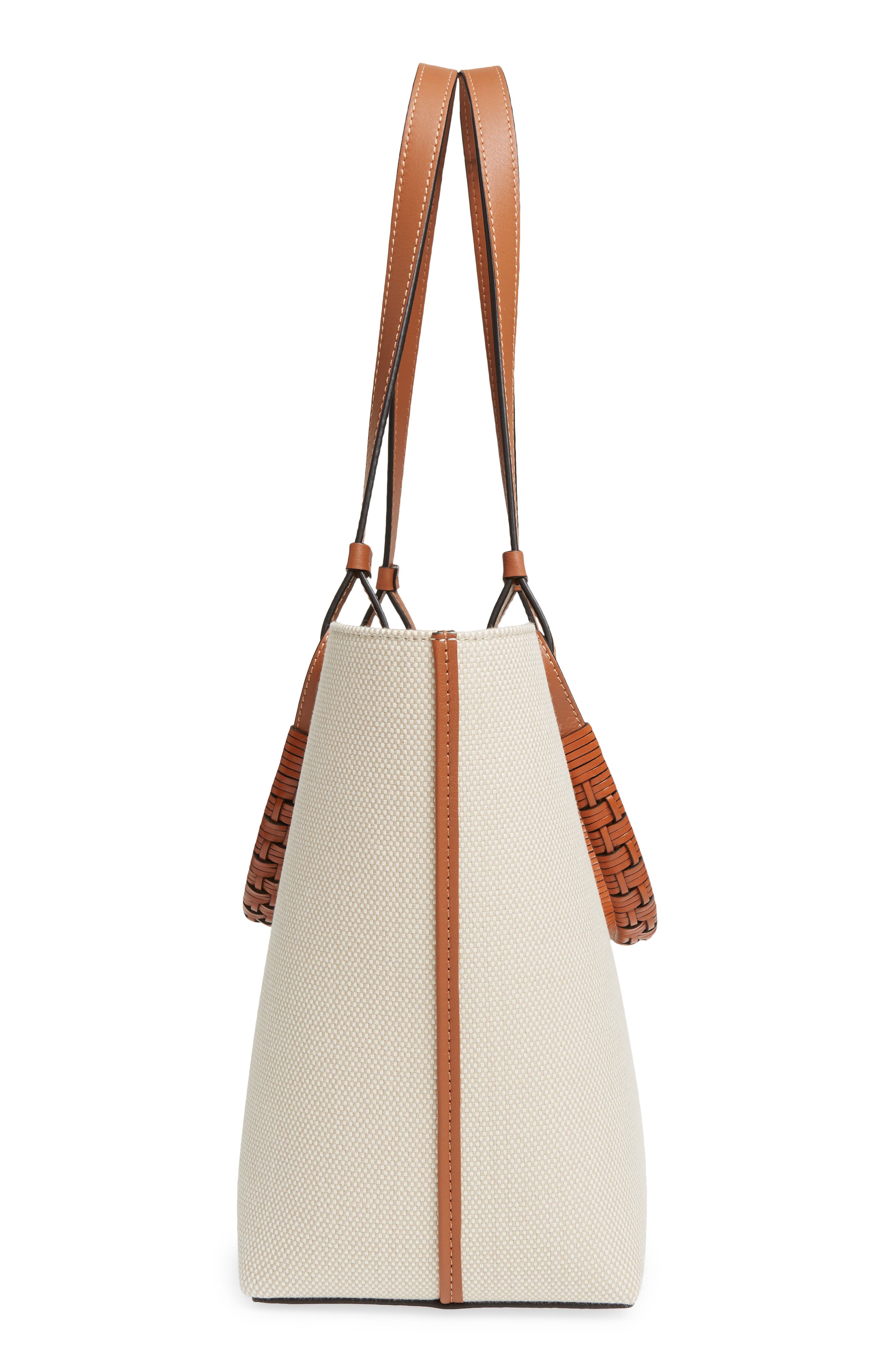 Small Anagram Jacquard Canvas Tote, Alternate, color, ECRU/ TAN