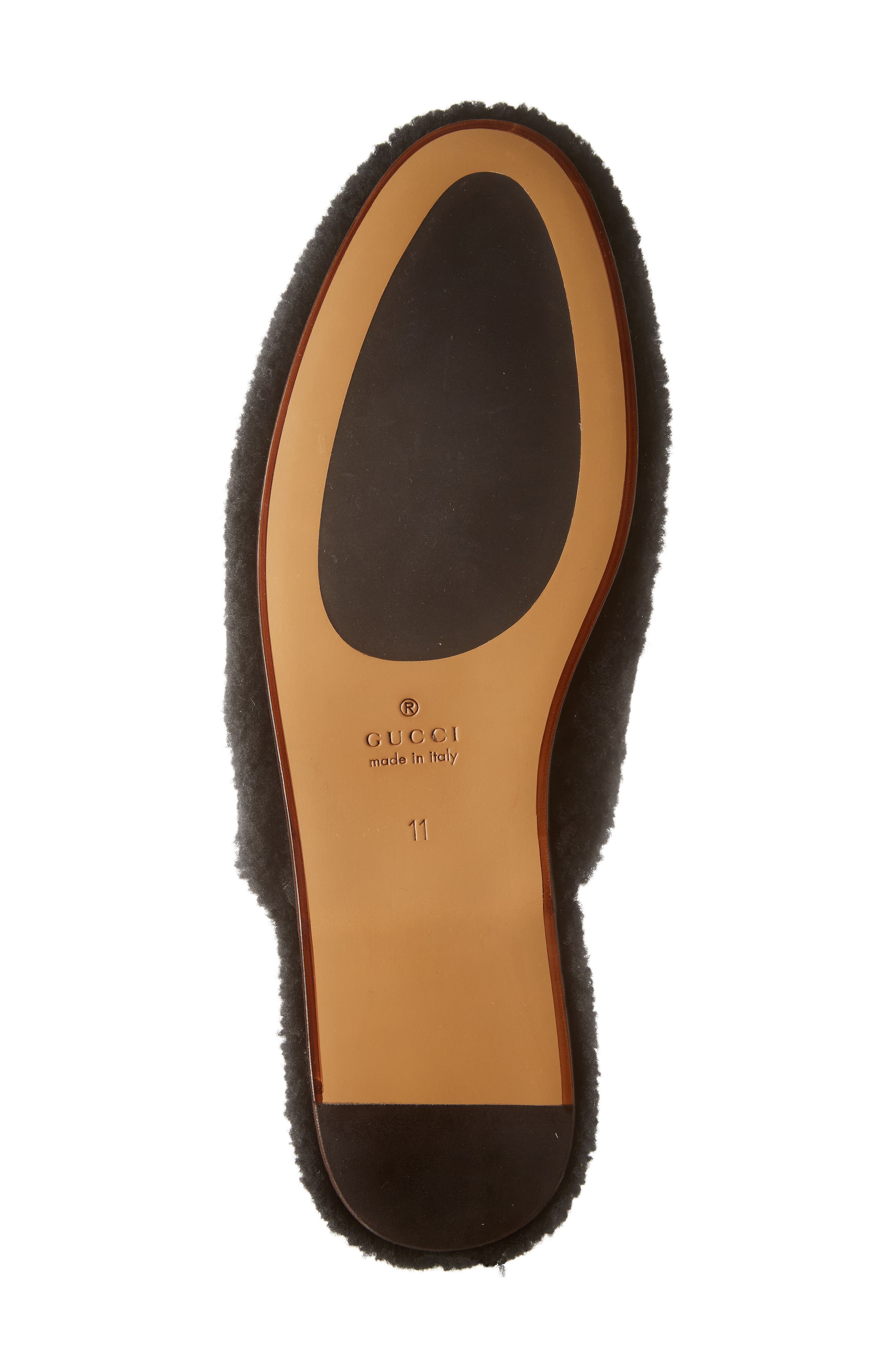 Gucci Flamel Logo Faux Shearling Slipper, Alternate, color, 