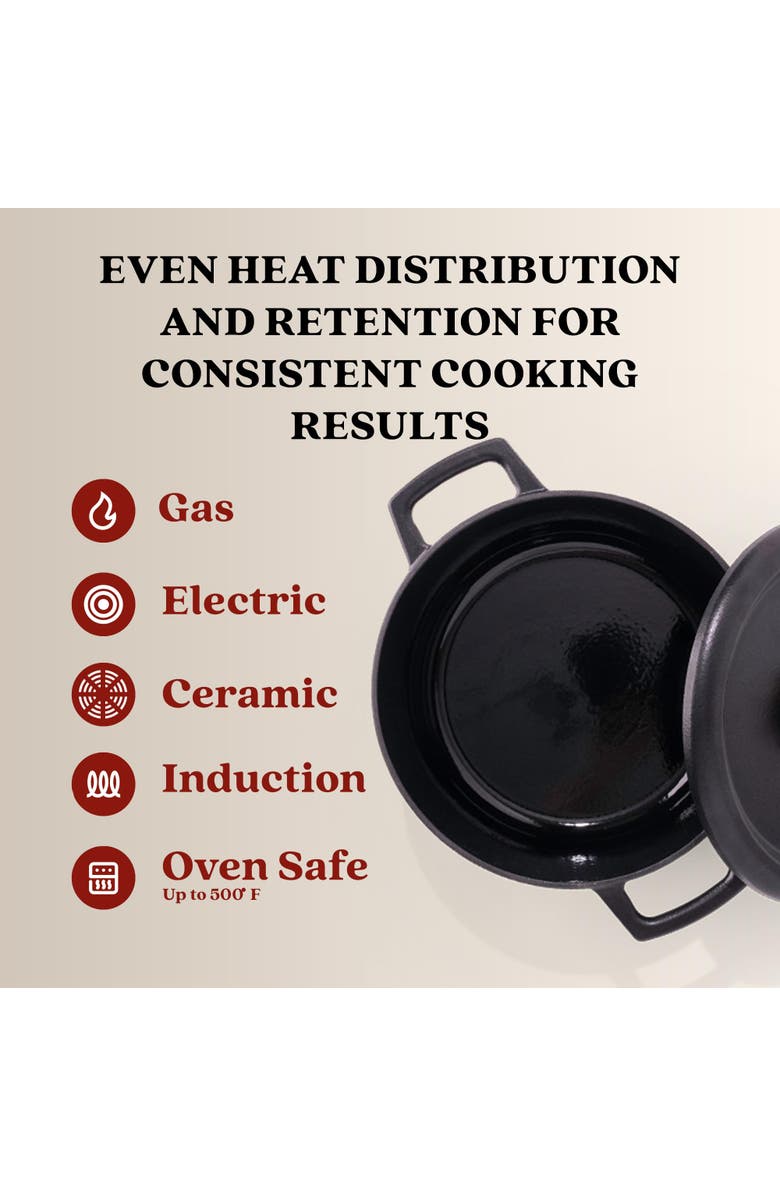 Alva Nori 2.5 Qt Enameled Cast Iron Cocotte Dutch Oven & Steamer Set, Alternate, color, Black