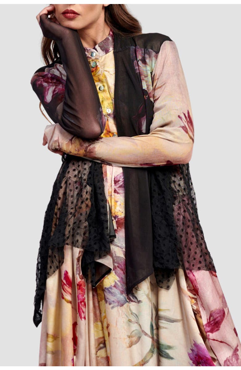 Alembika Mixed florals mesh cardigan, Alternate, color, 