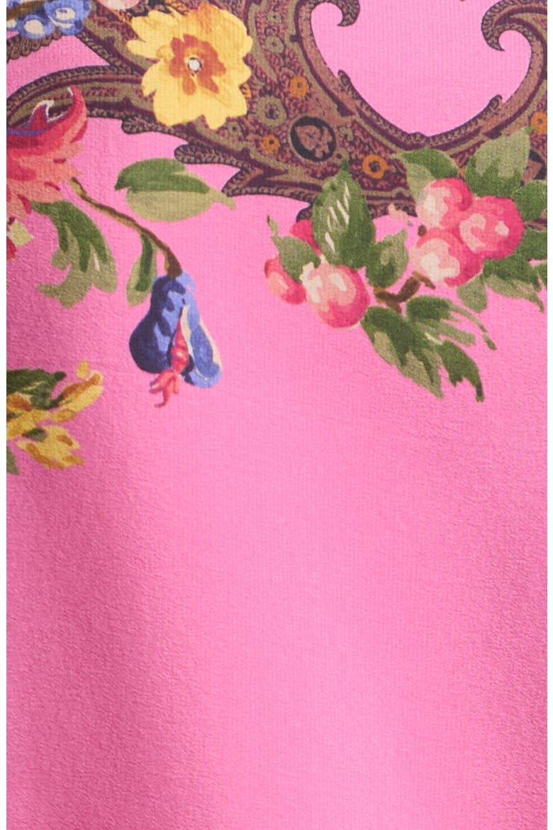 Floral Silk Poncho, Alternate, color, PINK MULTI