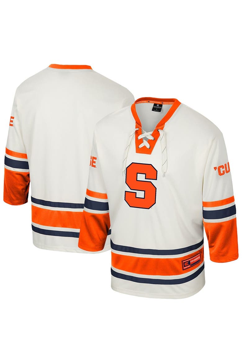 Men's Colosseum Cream Syracuse Orange Puck Proud Fashion Hockey Jersey, Main, color, Cream