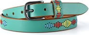 OLD TREND Boho Genuine Leather Stitched Perforated Detail Belt