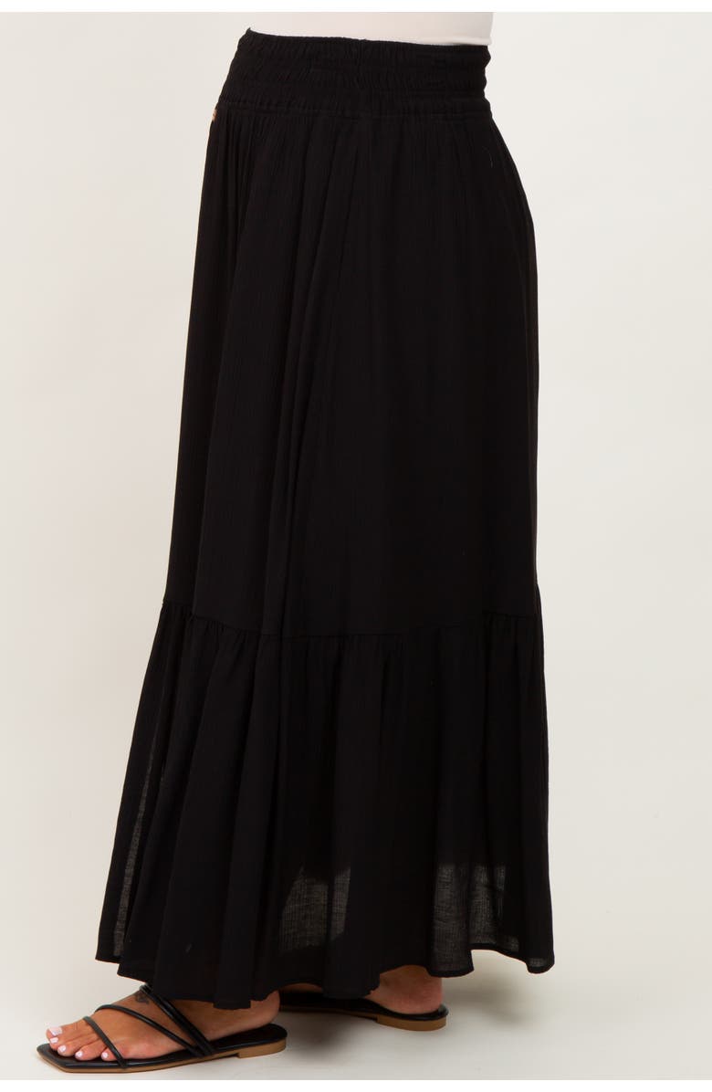 PinkBlush Smocked Waist Button Accent Maxi Skirt, Alternate, color, Black