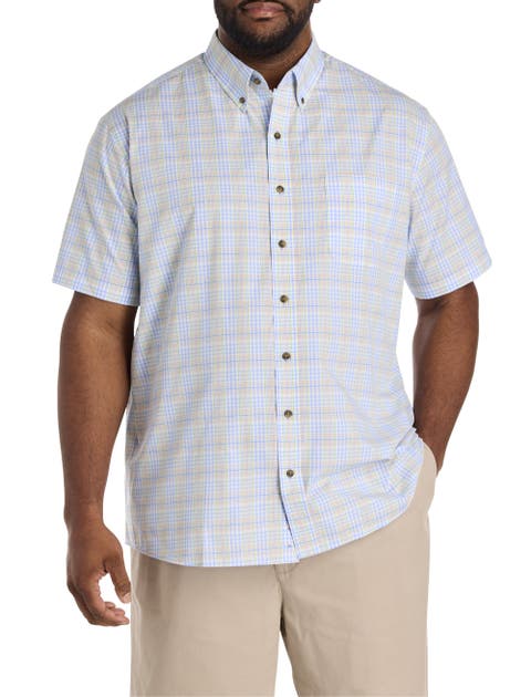 Big & Tall Easy-Care Medium Plaid Sport Shirt V5