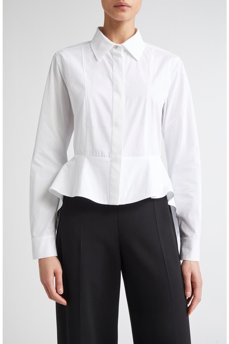 Gamma Stretch Cotton Peplum Shirt, Main, color, OPTICAL WHITE