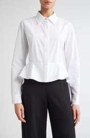 Max Mara Gamma Stretch Cotton Peplum Shirt