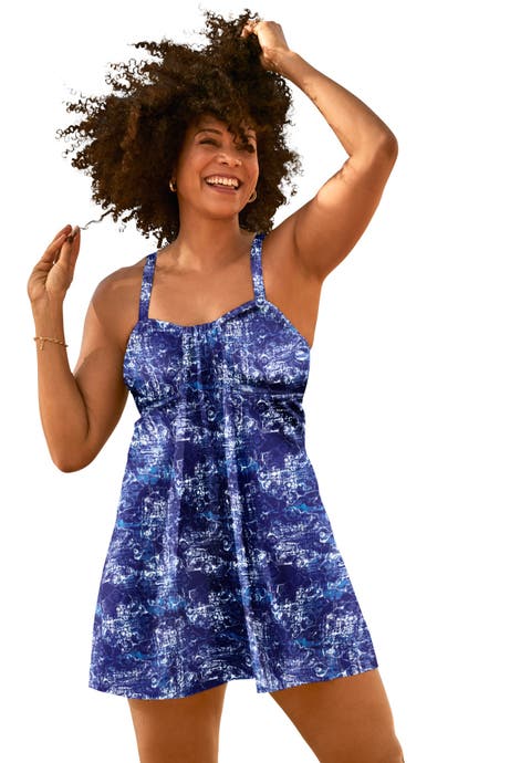 Two-Piece Flyaway Swim Dress (Plus)