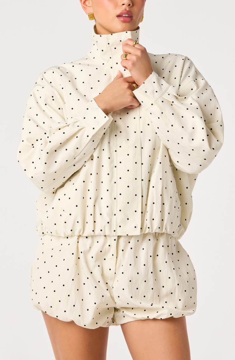 ASTR the Label Collins Polka Dot Bomber Jacket, Alternate, color, Ivory/ Black Polkadot