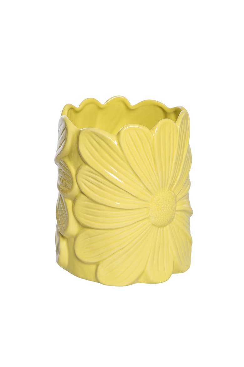 Dolomite Daisy Planter Yellow for Spring Garden Decor, Alternate, color, Yellow