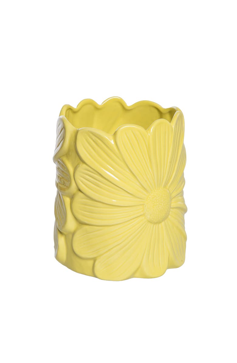 Transpac Dolomite Daisy Planter Yellow for Spring Garden Decor, Alternate, color, Yellow