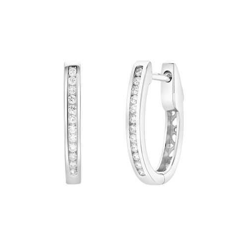 Florisse Channel-Set Diamond Huggie Hoop Earrings in 14K Gold