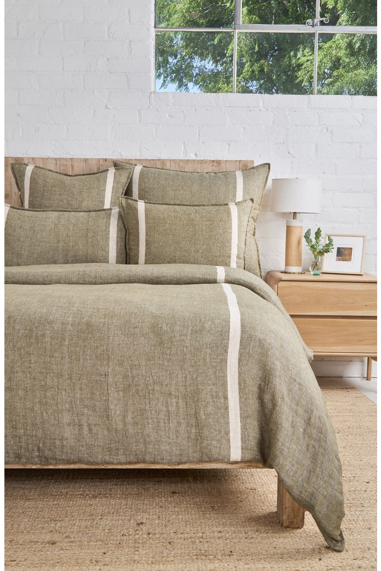 Rory Linen Euro Pillow Sham, Alternate, color, MOSS/ FLAX
