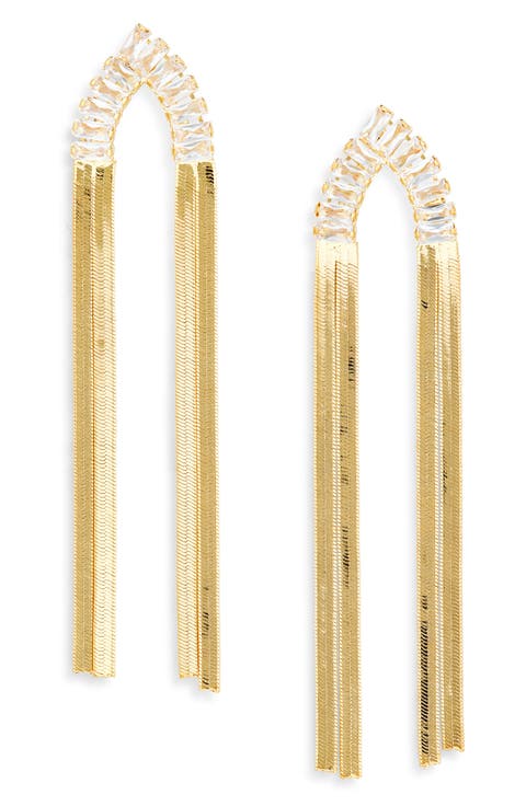 Baguette Crystal Snake Chain Drop Earrings