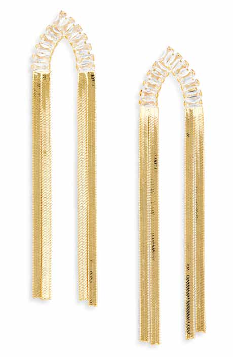 Tasha Baguette Crystal Snake Chain Drop Earrings