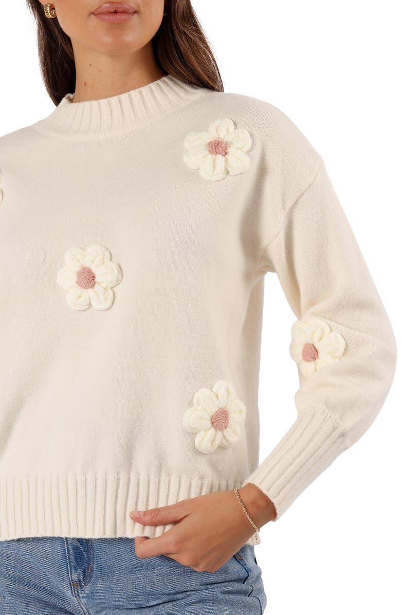 Petal & Pup Alto 3D Flower Mock Neck Sweater, Alternate, color,