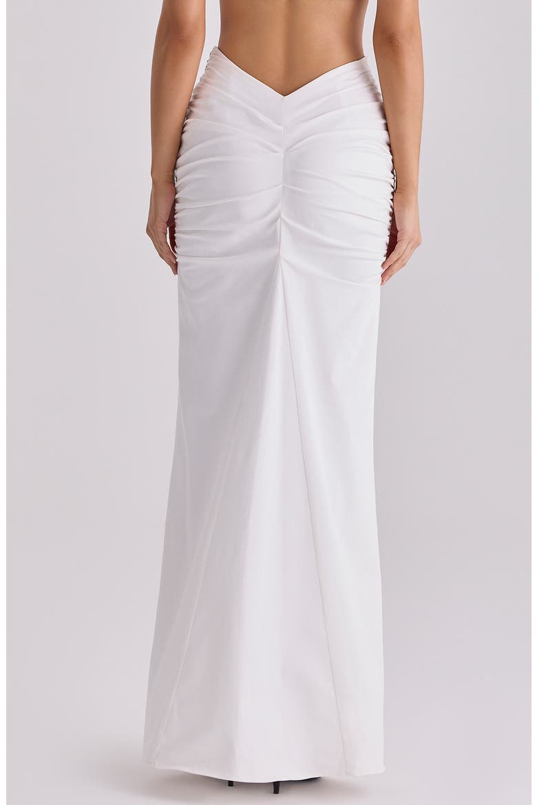 Lyra Ruched V-Back Evening Maxi Skirt, Alternate, color, WHITE