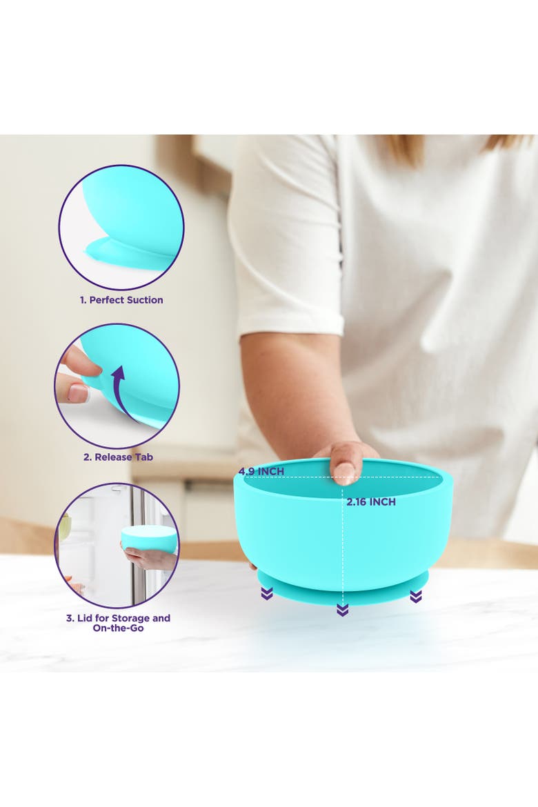 Silicone Baby Feeding Set with Suction Bowls & Spoons, 4-Piece, Alternate, color, Blue
