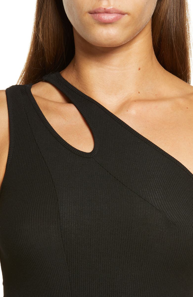 SKIMS Cutout Collection One-Shoulder Dress, Alternate, color, Onyx