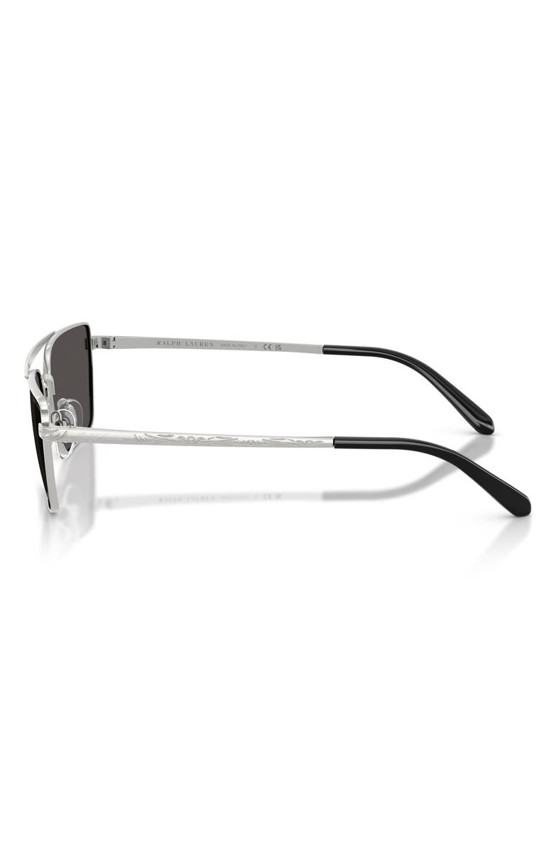 Ralph Lauren 58mm Rectangle Sunglasses, Alternate, color, Shiny Silver / Dark Grey